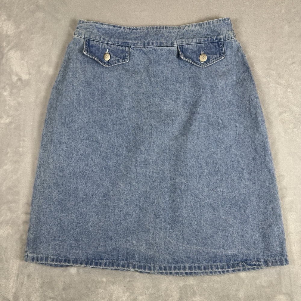 Hunt Club Vintage 90s High Waisted Denim A-Line Skirt Light Blue USA Size 8